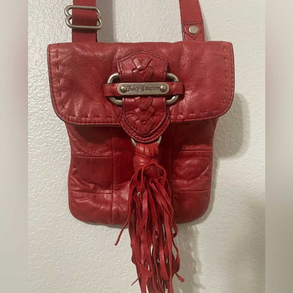 Juicy Couture Red 
100% genuine leather, interior 100%cotton
Crossbody